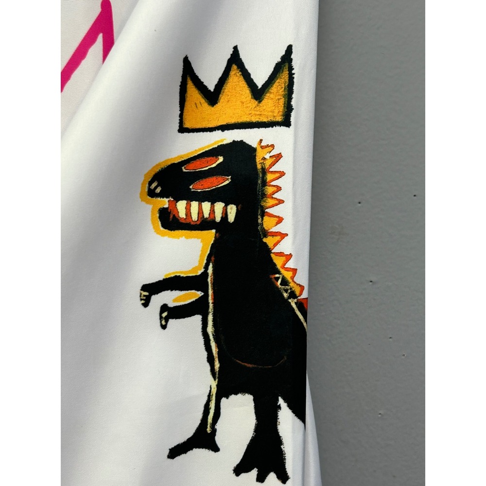 Members Only Bomber Jacket Men Medium White Basquiat Art Graphic Full Zip Street - Picture 7 of 11